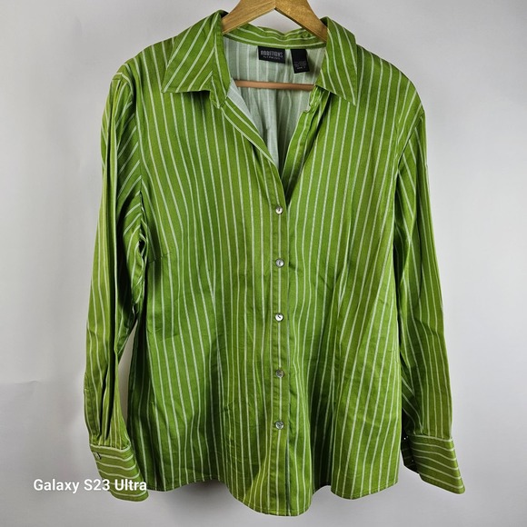 Additions by Chico's Tops - Additions by Chicos, sz3 (XL),97% cotton, women's button up green blouse